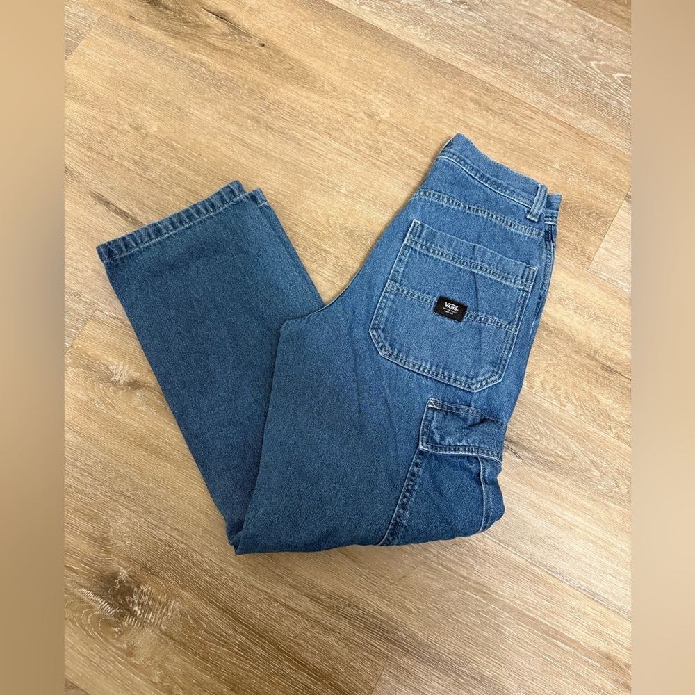 Vans Service Cargo Pants Men’s 26 Blue Denim Loose Tapered Utility y2K Unisex